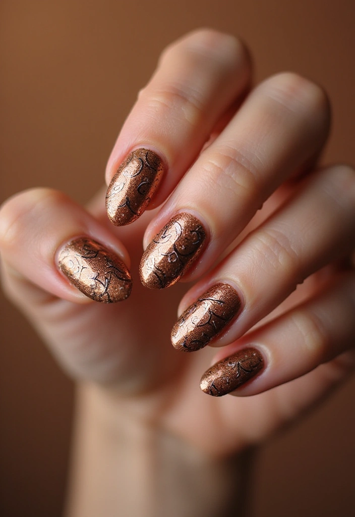 28 Party-Ready Metallic Nail Styles to Celebrate New Year’s in Style! - 24. Radiant Bronze Swirls