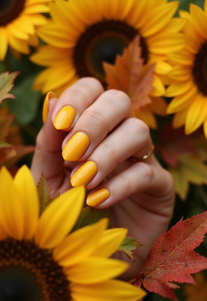 28 September Nail Colors That Set the Tone for Fall - 10. Golden Yellow