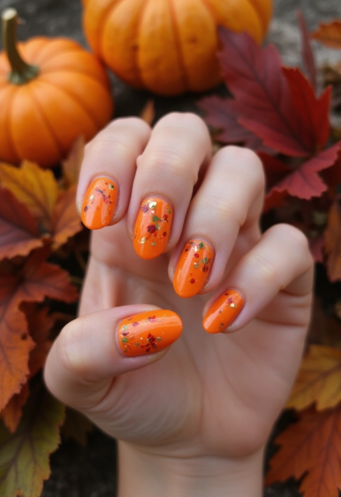 28 September Nail Colors That Set the Tone for Fall - 28. Bright Pumpkin