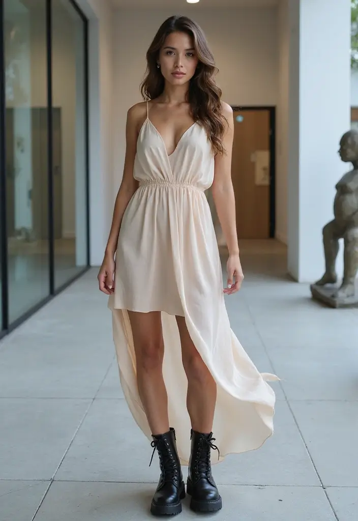 29 Edgy October Dress Looks to Try With Boots - 18. Draped Dress