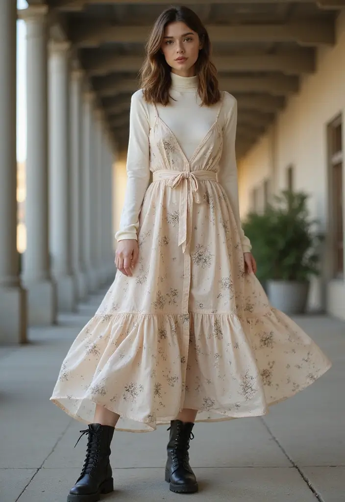 29 Edgy October Dress Looks to Try With Boots - 21. Spaghetti Strap Dress