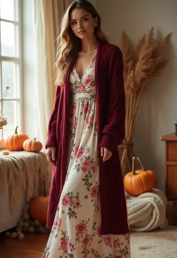 29 Stunning Fall Dresses That Will Upgrade Your Wardrobe - 26. The Maxi Cardigan Combo