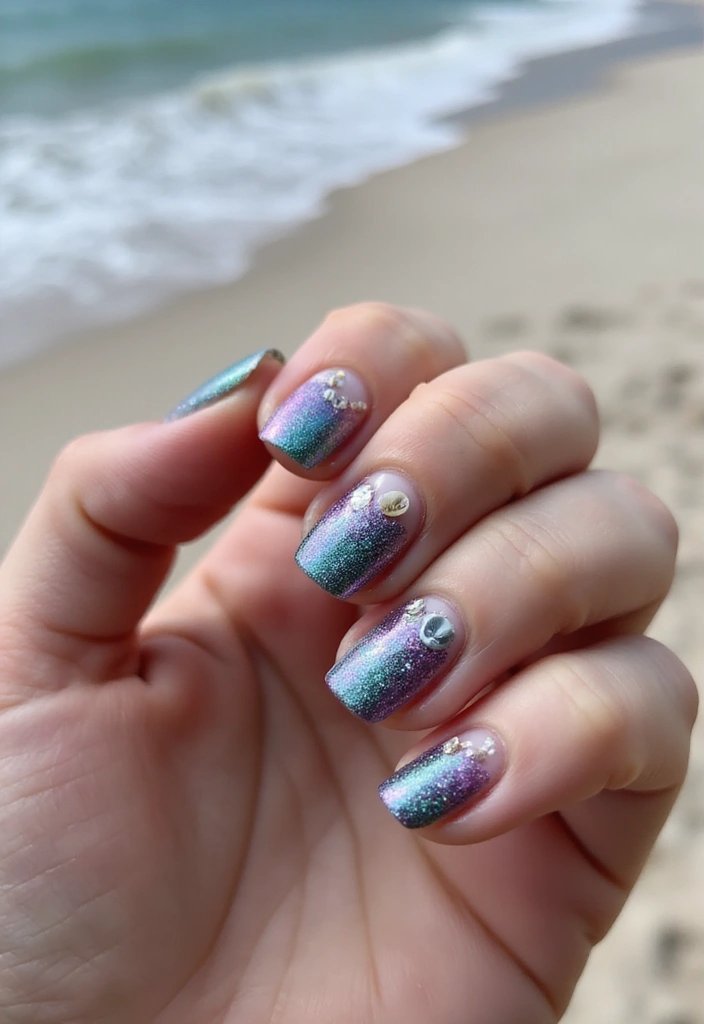 30 Bold Glitter Nail Looks That Shine in Every Outfit - 17. Glittery Mermaid Nails