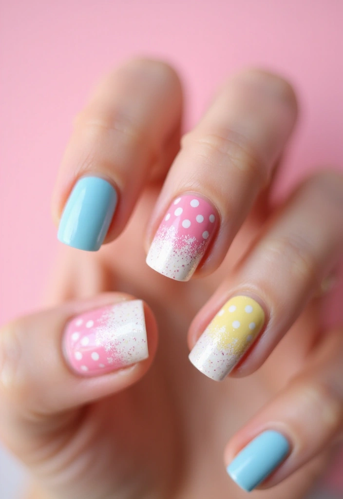 30 Bold Glitter Nail Looks That Shine in Every Outfit - 18. Fun Polka Dot Glitter