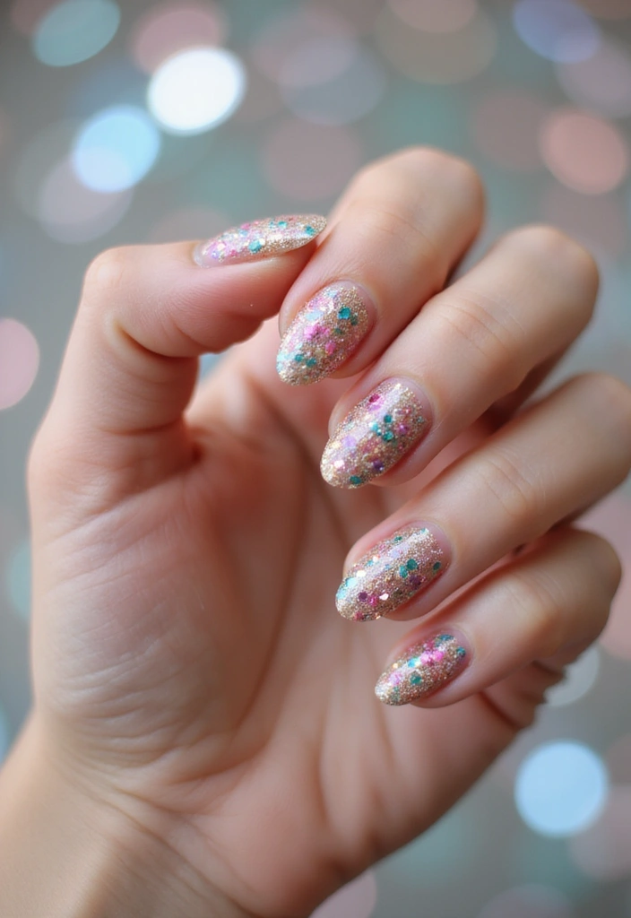 30 Bold Glitter Nail Looks That Shine in Every Outfit - 21. Sparkling Confetti Nails