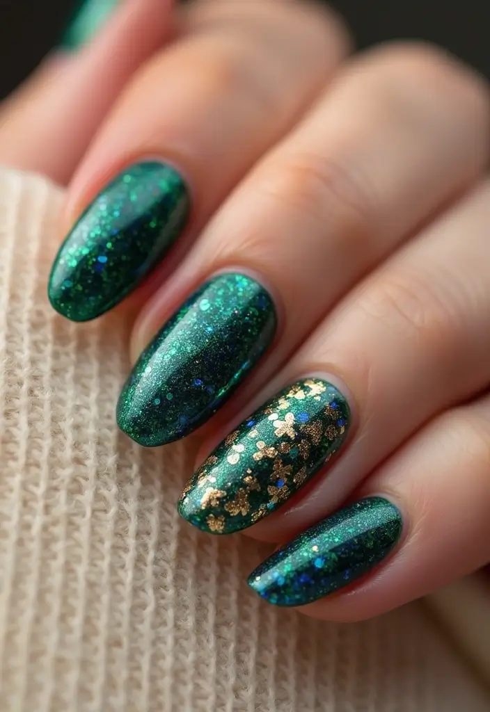 30 Bold Glitter Nail Looks That Shine in Every Outfit - 24. Vintage Glam Glitter