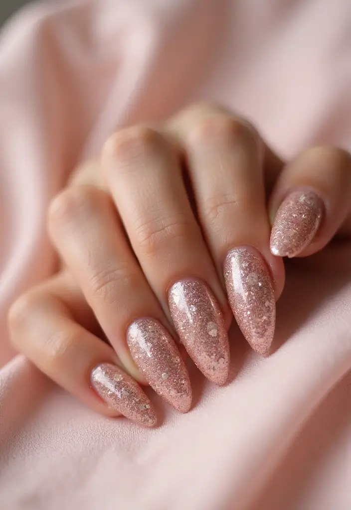 30 Bold Glitter Nail Looks That Shine in Every Outfit - 3. Rose Gold Chic