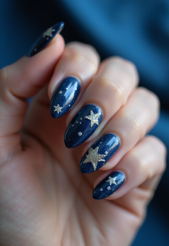 30 Bold Glitter Nail Looks That Shine in Every Outfit - 5. Starry Night Nail Art