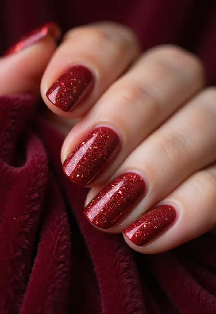 30 Bold Glitter Nail Looks That Shine in Every Outfit - 6. Festive Red Glitter