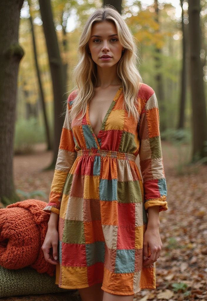 30 Cozy September Dresses You’ll Want in Your Wardrobe - 11. Patchwork Dress