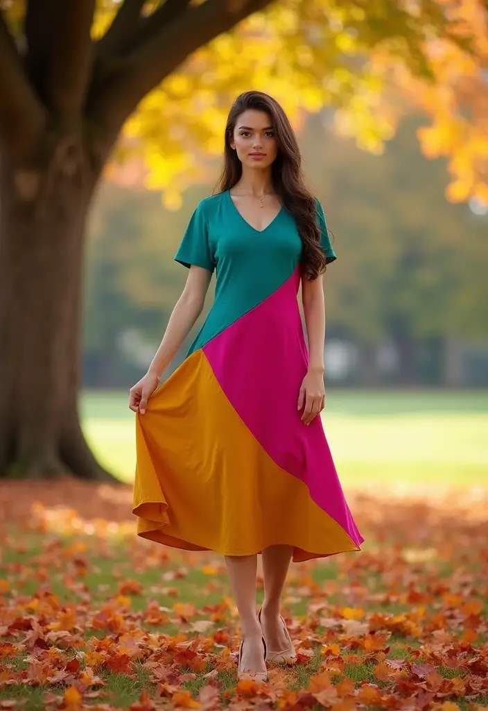 30 Cozy September Dresses You’ll Want in Your Wardrobe - 24. Color Block Dress
