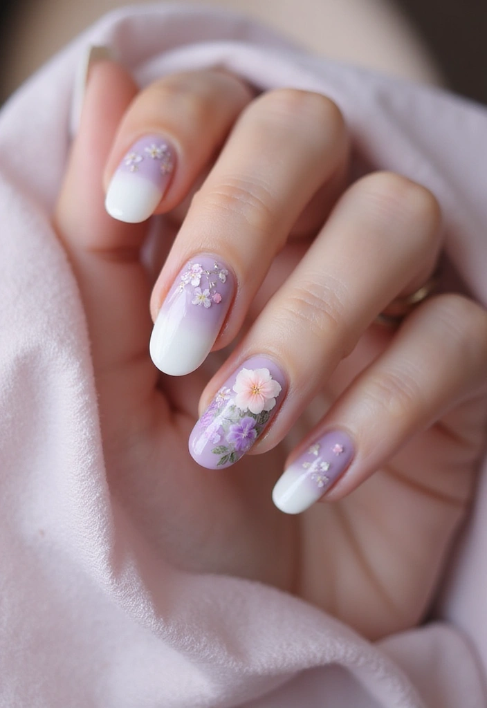 30 Fresh Nail Designs to Kick Off January in Style - 23. Vintage Inspired Ombre Flowers