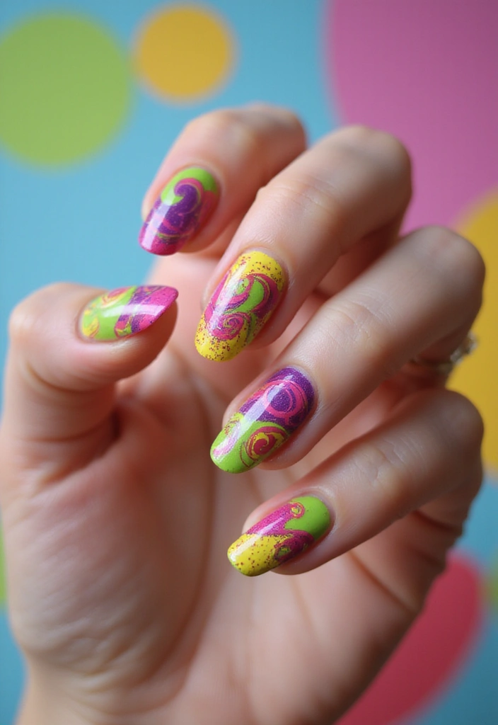 30 Fresh Nail Designs to Kick Off January in Style - 27. 70s Psychedelic Swirls