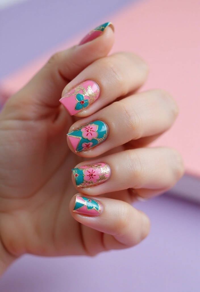 30 Fresh Nail Designs to Kick Off January in Style - 28. Geometric Floral