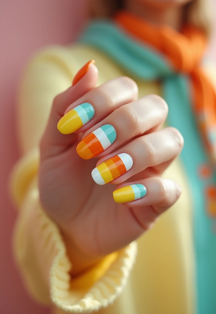 30 Fresh Nail Designs to Kick Off January in Style - 3. Retro Stripes in Bold Colors