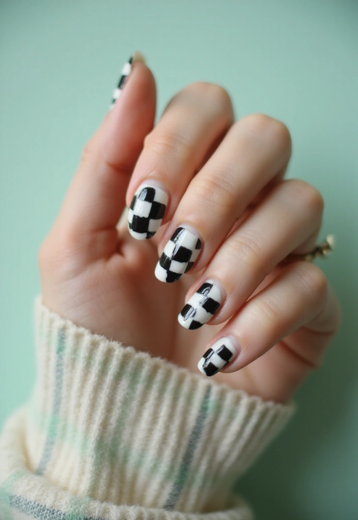 30 Fresh Nail Designs to Kick Off January in Style - 5. Checkerboard Chic