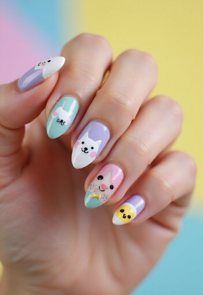 30 Gorgeous Almond Nail Designs That Look Chic on Everyone - 23. Whimsical Characters