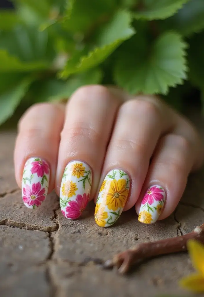 30 Gorgeous Almond Nail Designs That Look Chic on Everyone - 4. Vibrant Floral Designs