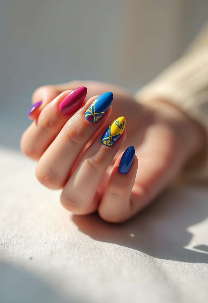 30 Gorgeous Almond Nail Designs That Look Chic on Everyone - 5. Abstract Art for the Bold