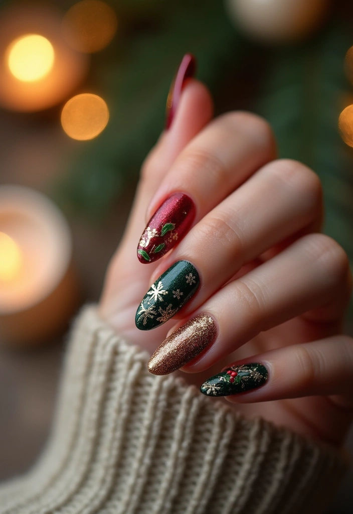 30 Holiday Nail Designs to Sparkle All December - 25. Classic French with a Twist