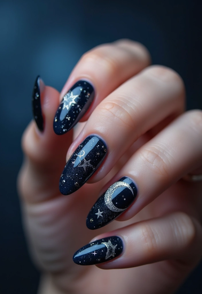 30 Nail Art Ideas That Will Inspire Your Next Manicure (Prepare to Be Amazed by #15!) - 22. Celestial Designs