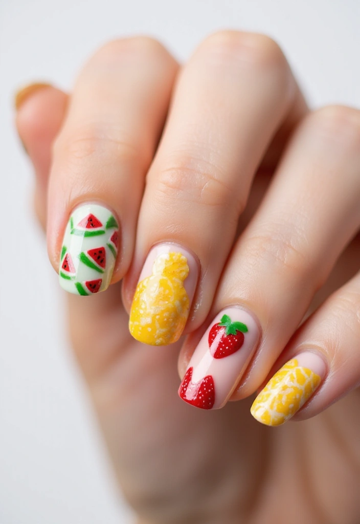 30 Nail Art Ideas That Will Inspire Your Next Manicure (Prepare to Be Amazed by #15!) - 29. Fun Fruit Designs