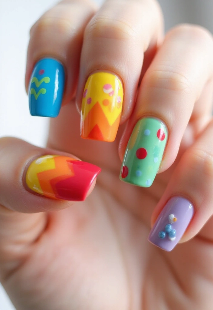 30 Nail Art Ideas That Will Inspire Your Next Manicure (Prepare to Be Amazed by #15!) - 7. Rainbow Brights