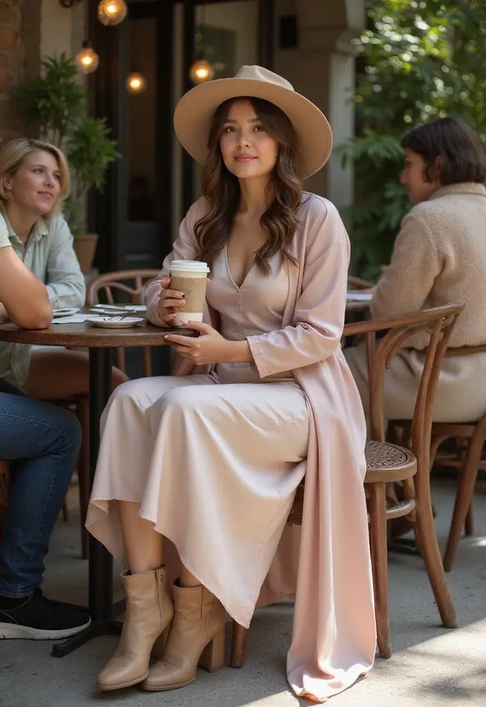 30 Satin Dress Outfit Ideas You’ll Fall in Love With - 20. Long Cardigan Over Satin