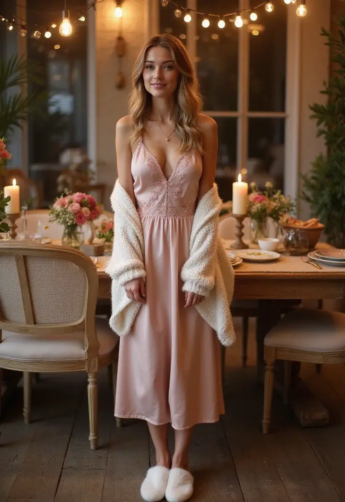 30 Satin Dress Outfit Ideas You’ll Fall in Love With - 9. Date Night at Home