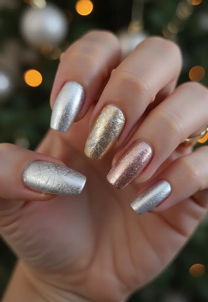 30 Sparkly Holiday Nail Designs Perfect for December Parties - 14. Stylish Metallics