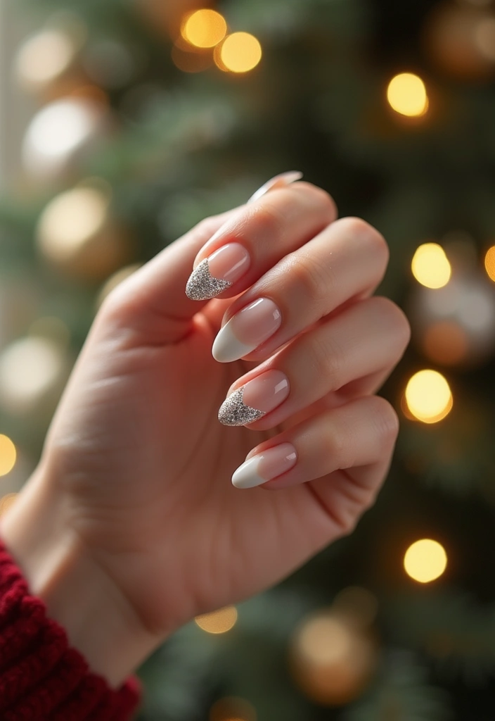 30 Sparkly Holiday Nail Designs Perfect for December Parties - 16. Chic Glitter Half Moon