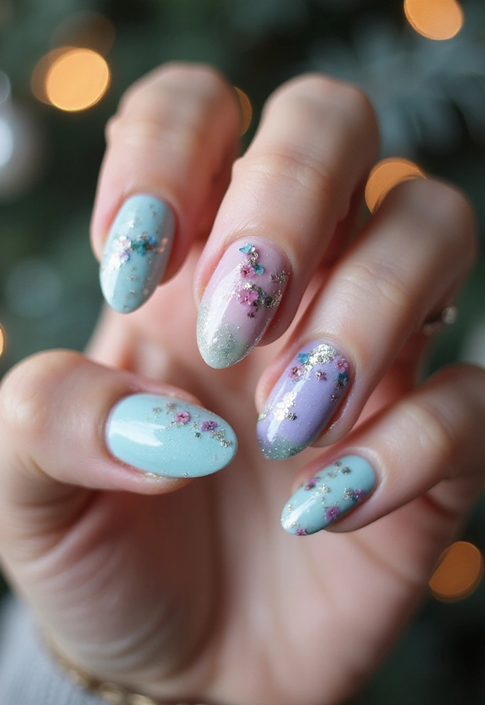 30 Sparkly Holiday Nail Designs Perfect for December Parties - 17. Festive Watercolor Nails