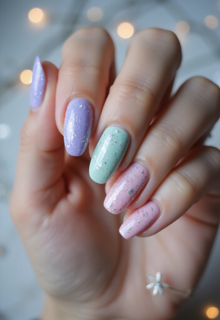 30 Sparkly Holiday Nail Designs Perfect for December Parties - 19. Festive Glitter Swirls