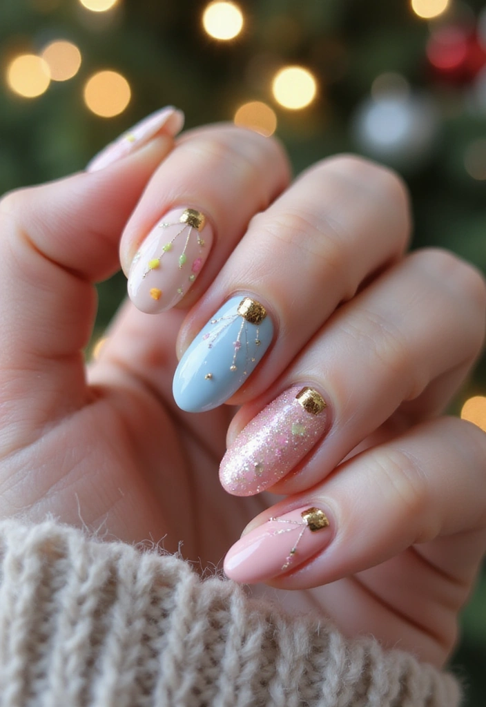30 Sparkly Holiday Nail Designs Perfect for December Parties - 23. Twinkling Fairy Lights