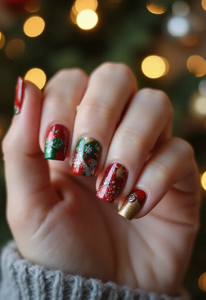 30 Sparkly Holiday Nail Designs Perfect for December Parties - 25. Joyful Ornaments