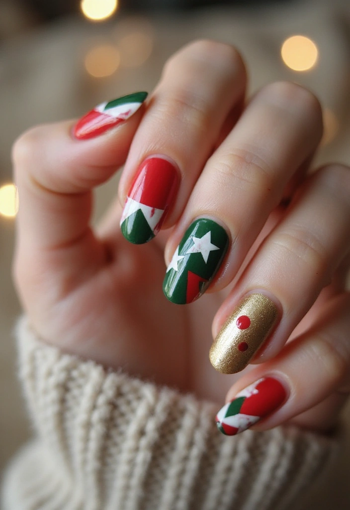 30 Sparkly Holiday Nail Designs Perfect for December Parties - 26. Modern Geometric Shapes