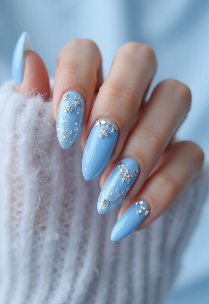 30 Sparkly Holiday Nail Designs Perfect for December Parties - 8. Shimmering Ice Queen