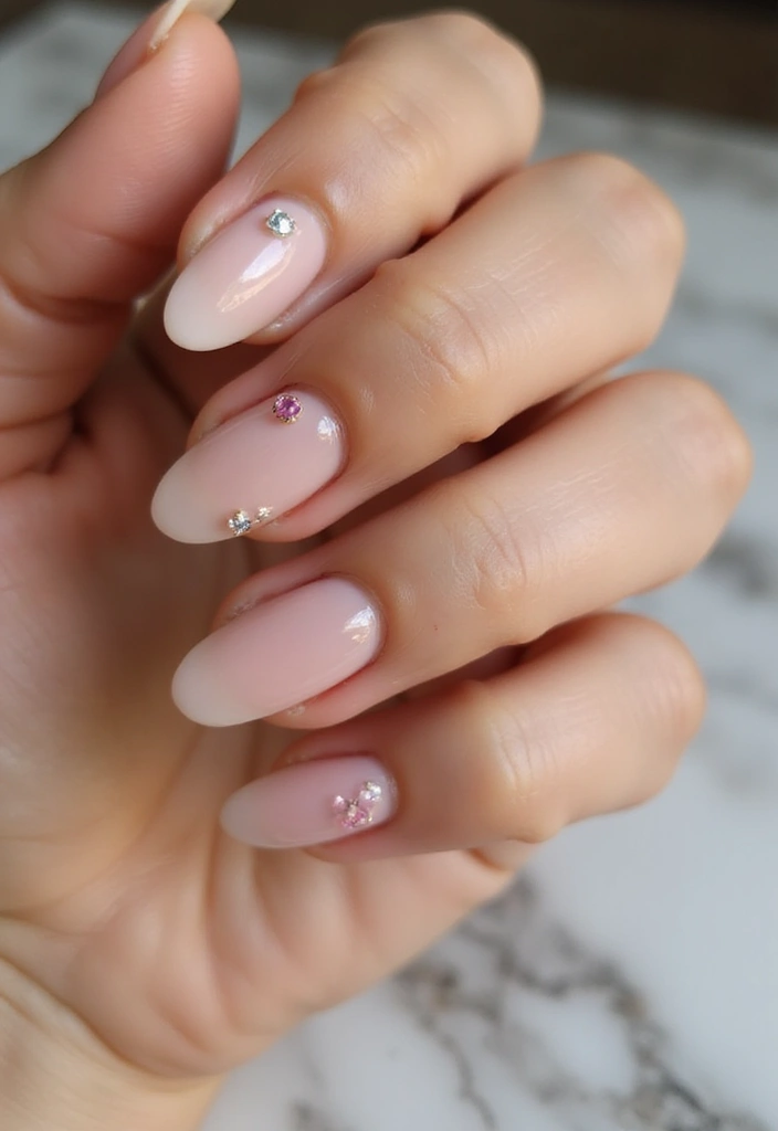 31 Elegant Nude Nail Designs Perfect for Work and Weddings - 11. Jewel Accents