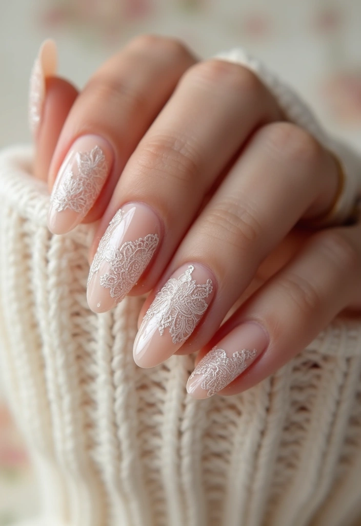 31 Elegant Nude Nail Designs Perfect for Work and Weddings - 20. Vintage Lace