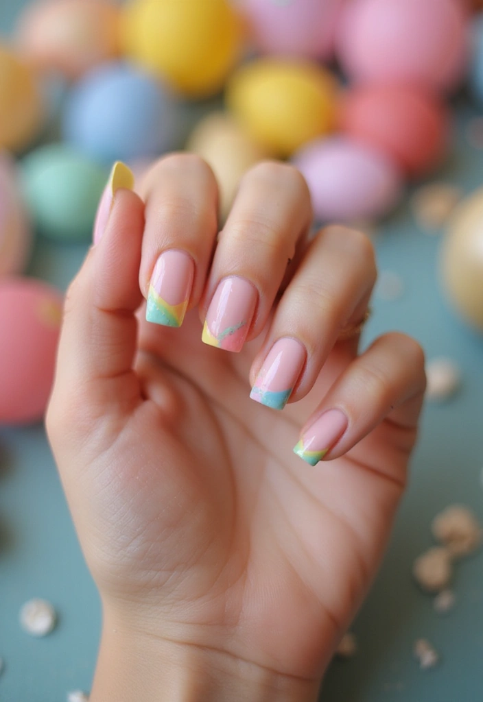 31 Elegant Nude Nail Designs Perfect for Work and Weddings - 26. Rainbow Tips