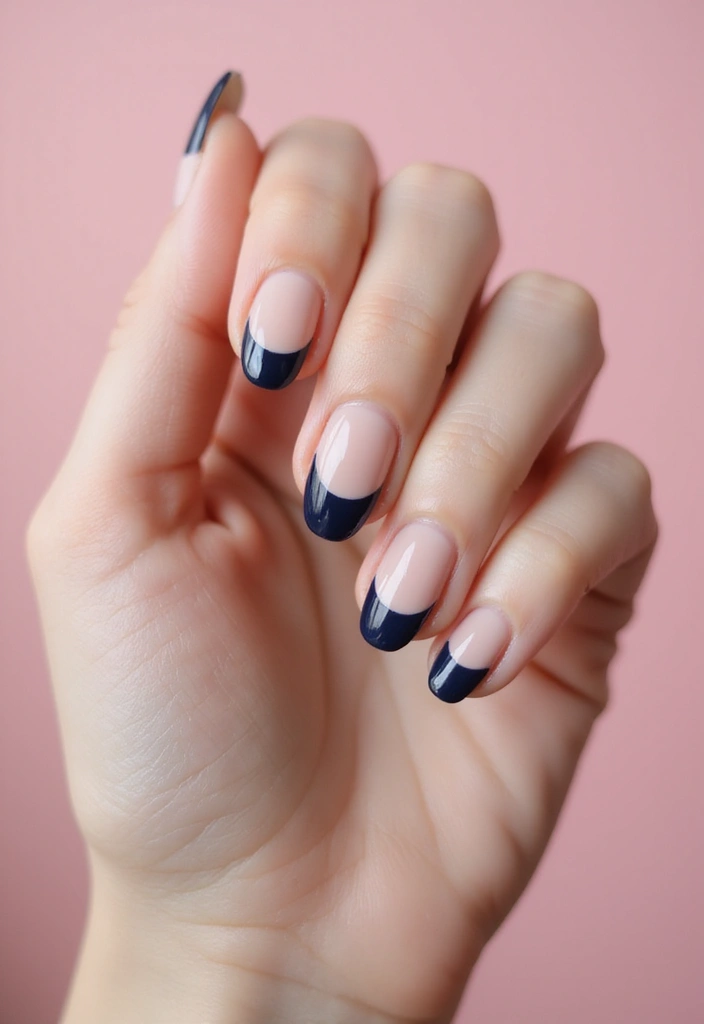 31 Elegant Nude Nail Designs Perfect for Work and Weddings - 28. Half-Moon Manicure