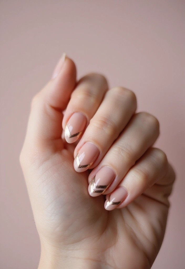 31 Elegant Nude Nail Designs Perfect for Work and Weddings - 29. Iconic Chevron