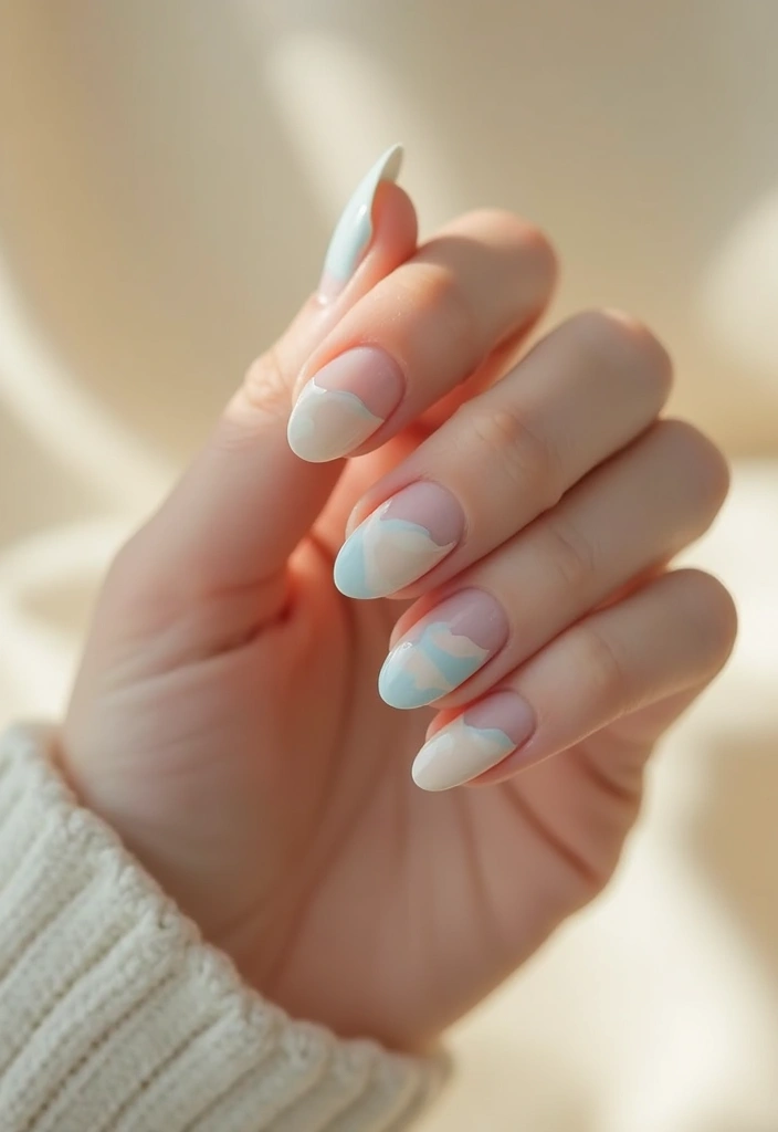 31 Elegant Nude Nail Designs Perfect for Work and Weddings - 30. Minimalist Wave Design