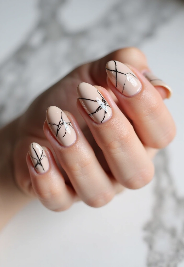 31 Elegant Nude Nail Designs Perfect for Work and Weddings - 4. Abstract Lines