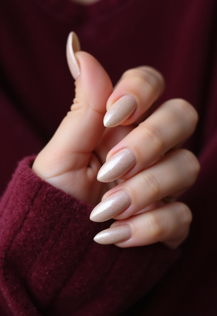 31 Elegant Nude Nail Designs Perfect for Work and Weddings - 9. Pearlescent Finish