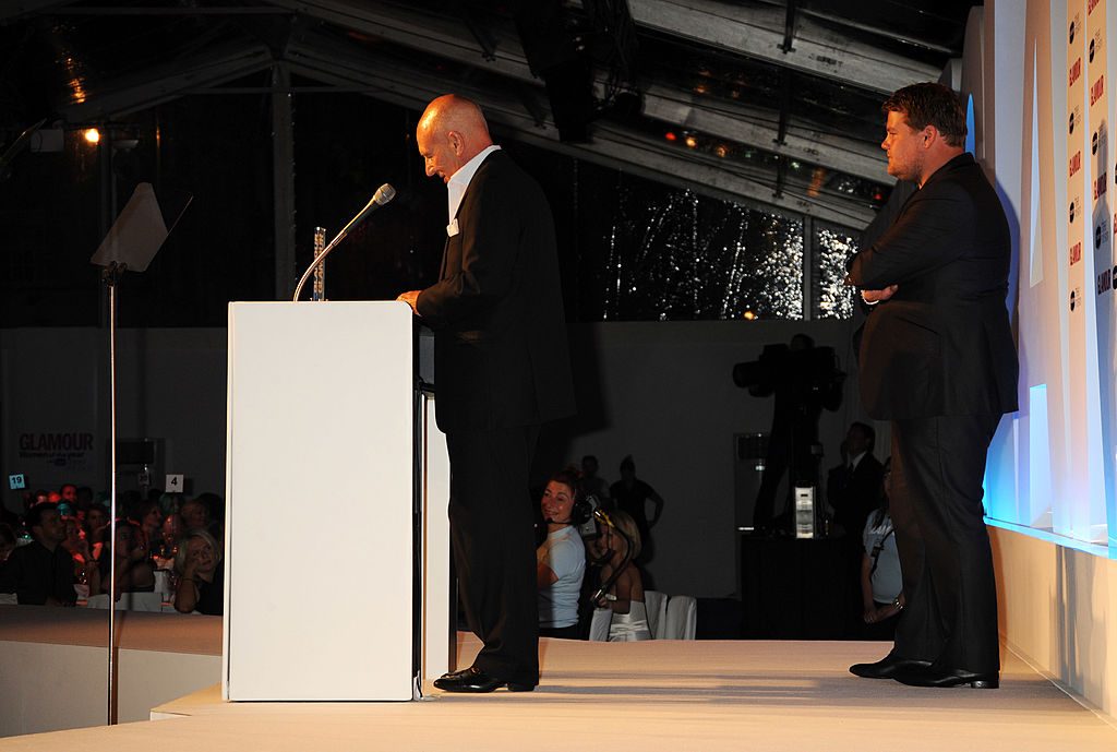 Patrick Stewart and James Corden in a tense moment at the 2010 Glamour Women of the Year Awards