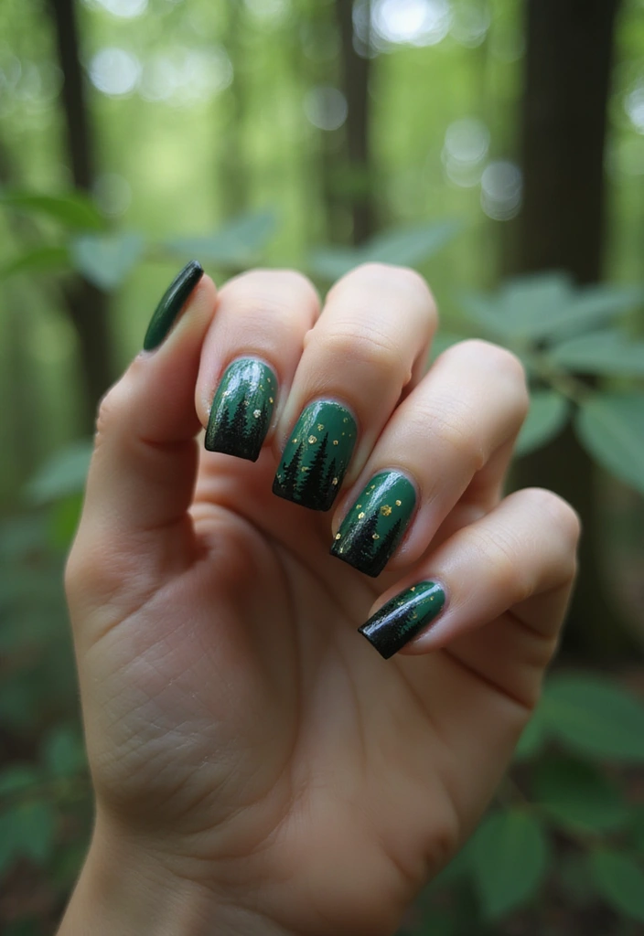25 Creative Fairytale Nails Ideas to Enchant Your Friends! - 1. Enchanted Forest