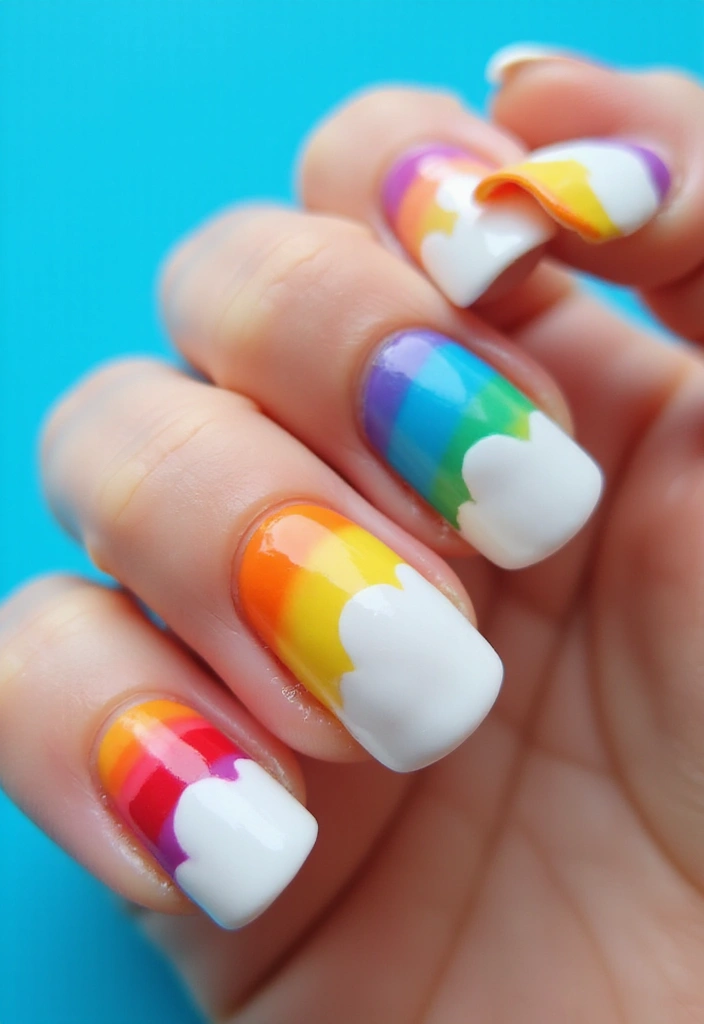 25 Creative Short Nails Designs for Kids That Will Inspire Fun! - 1. Rainbow Delight