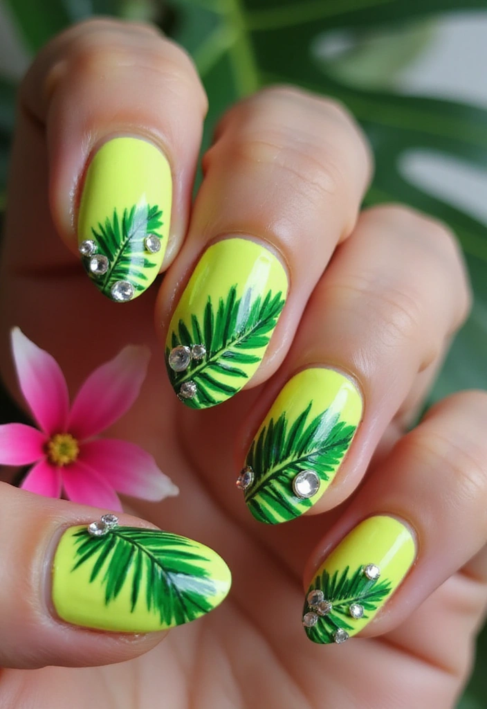 29 Terra Futura Nail Designs That Blend Nature and Neon - 1. Neon Jungle