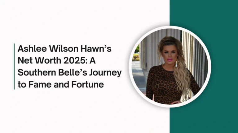 Ashlee Wilson Hawn in leopard print dress posing confidently, representing her 2025 net worth journey.